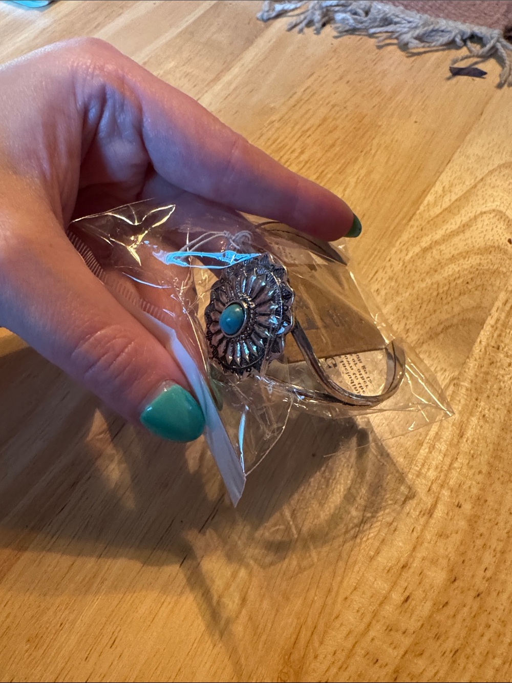 Turquoise Concho Bracelet  - Silver Tone Western Style